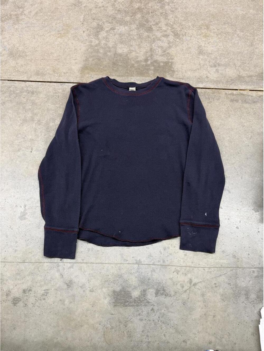 vintage gap navy blue thermal waffle weave shirt size large